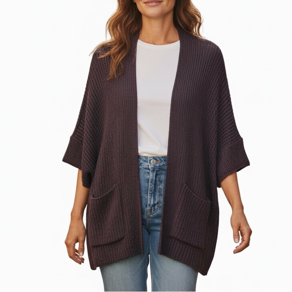 Wooden Ships Mohair Wool Blend Open Front Cardigan